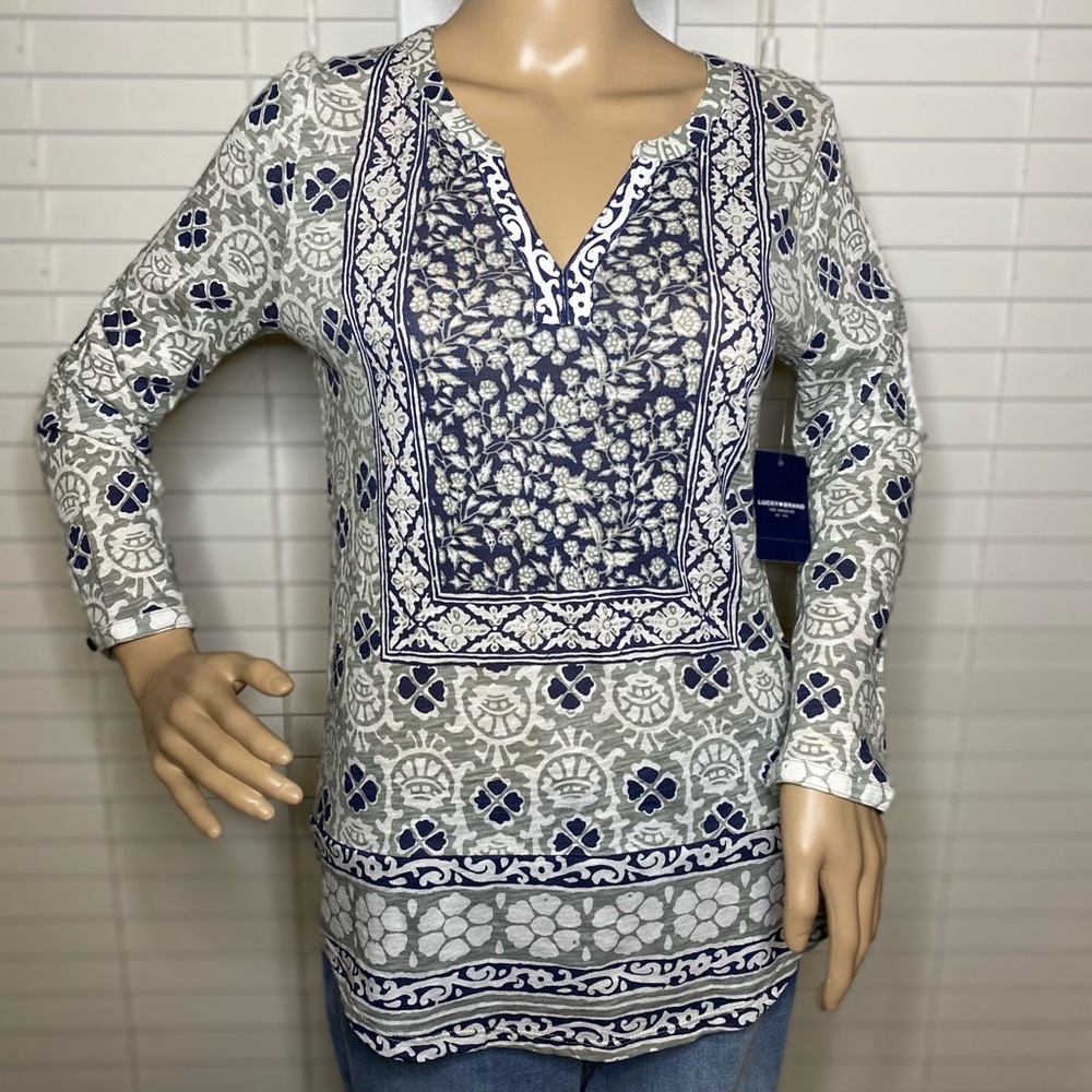 Lucky Brand Placed Scarf Top Tunic Size Small NWT